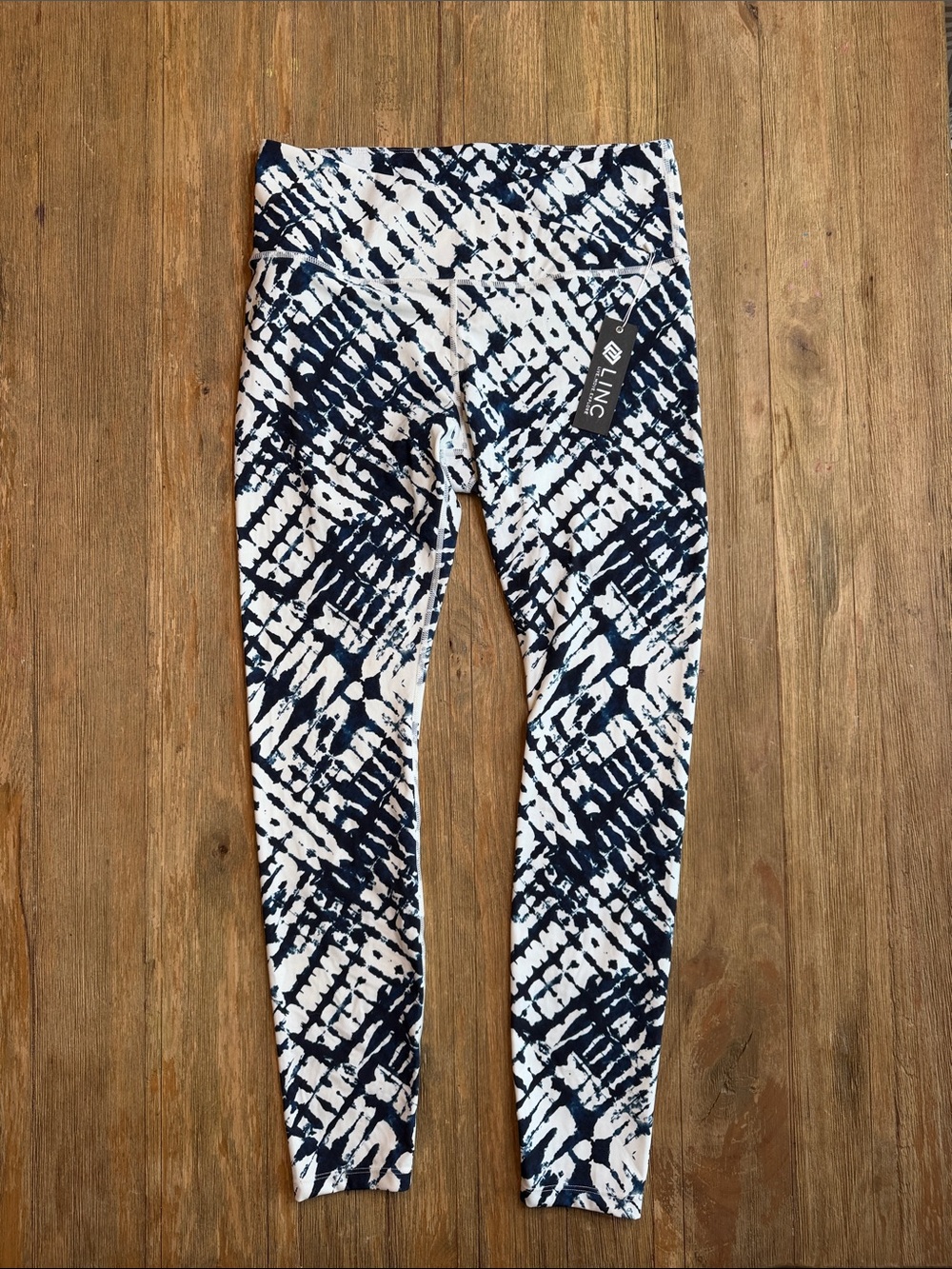 Linc NWT Women’s Navy & White Printed Active Leggings SIZE L
